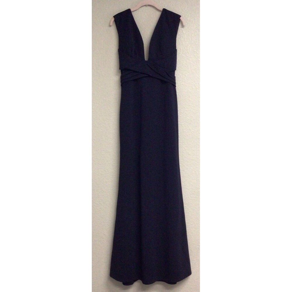 BHLDN Womens Sleeveless V Neck Full Length Gown Navy Blue Dress Long